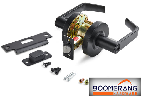 Entry Function - ADA Commercial Door Lever Lock - Boomerang Hdwe Heavy-Duty Locking Handle, Cylindrical Lever Lock, Non-Handed Grade 2 Handle, Satin Chrome, Entrance/Keylock