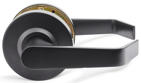 Entry Function - ADA Commercial Door Lever Lock - Boomerang Hdwe Heavy-Duty Locking Handle, Cylindrical Lever Lock, Non-Handed Grade 2 Handle, Satin Chrome, Entrance/Keylock
