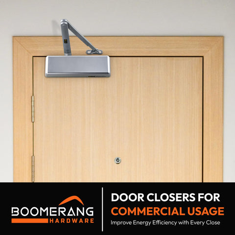 Extra Heavy Duty Designer Auto Commercial Door Closer - Boomerang D9016- Surface Mounted, Grade 1, Cast Iron, UL 3 Hour Fire Rated & ADA for High Abuse & Extreme Traffic Doors, Aluminum/Silver