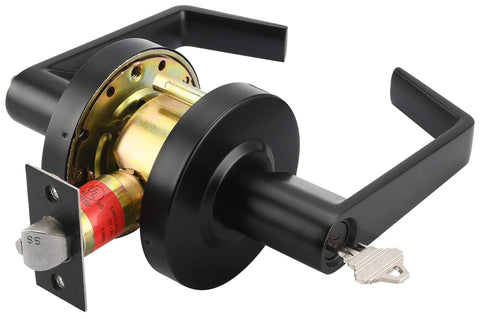 Entry Function - ADA Commercial Door Lever Lock - Boomerang Hdwe Heavy-Duty Locking Handle, Cylindrical Lever Lock, Non-Handed Grade 2 Handle, Satin Chrome, Entrance/Keylock