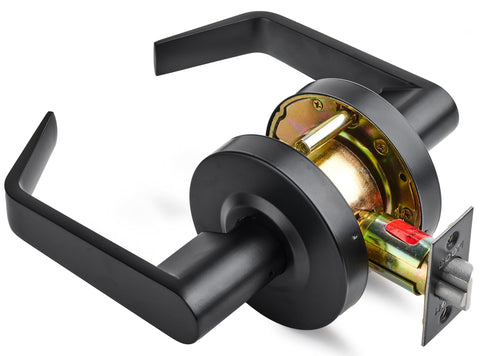 Entry Function - ADA Commercial Door Lever Lock - Boomerang Hdwe Heavy-Duty Locking Handle, Cylindrical Lever Lock, Non-Handed Grade 2 Handle, Satin Chrome, Entrance/Keylock