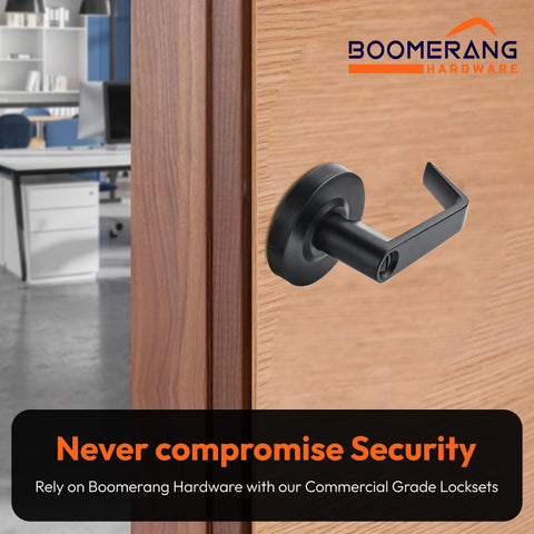 Entry Function - ADA Commercial Door Lever Lock - Boomerang Hdwe Heavy-Duty Locking Handle, Cylindrical Lever Lock, Non-Handed Grade 2 Handle, Satin Chrome, Entrance/Keylock