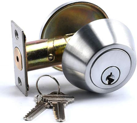Heavy Duty Designer Commercial Deadbolt (Single Cylinder Lock, Boomerang Hdwe Non-Handed, Grade 2 Industrial - UL 3 Hour Fire Rated & ADA Compliant | Wood or Metal Doors, Satin Chrome (US26D)