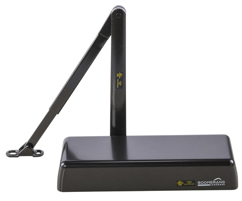 Extra Heavy Duty Designer Auto Commercial Door Closer - Boomerang D9016- Surface Mounted, Grade 1, Cast Iron, UL 3 Hour Fire Rated & ADA for High Abuse & Extreme Traffic Doors, Aluminum/Silver