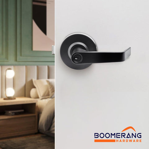 Entry Function - ADA Commercial Door Lever Lock - Boomerang Hdwe Heavy-Duty Locking Handle, Cylindrical Lever Lock, Non-Handed Grade 2 Handle, Satin Chrome, Entrance/Keylock