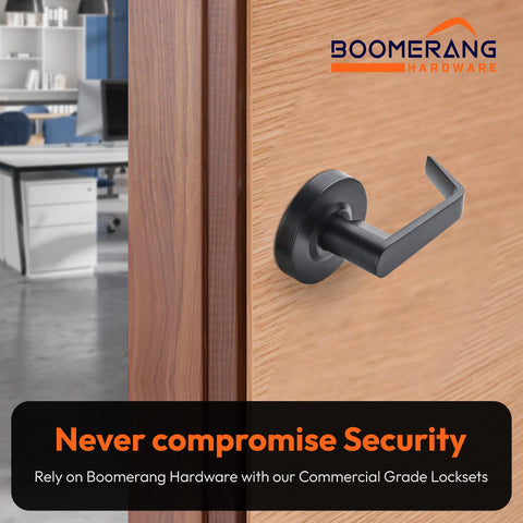 Entry Function - ADA Commercial Door Lever Lock - Boomerang Hdwe Heavy-Duty Locking Handle, Cylindrical Lever Lock, Non-Handed Grade 2 Handle, Satin Chrome, Entrance/Keylock