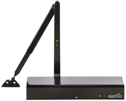 Heavy Duty Designer Automatic Commercial Door Closer - Boomerang Hdwe D8016-Surface Mounted, Grade 1, Cast Aluminum, UL 3 Hour Fire Rated & ADA for high Traffic doorways, Aluminum/Silver (US26D)