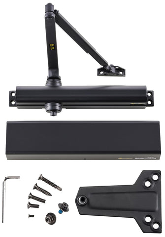 Heavy Duty Designer Automatic Commercial Door Closer - Boomerang Hdwe D8016-Surface Mounted, Grade 1, Cast Aluminum, UL 3 Hour Fire Rated & ADA for high Traffic doorways, Aluminum/Silver (US26D)