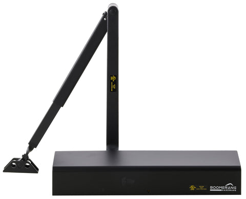 Heavy Duty Designer Automatic Commercial Door Closer - Boomerang Hdwe D8016-Surface Mounted, Grade 1, Cast Aluminum, UL 3 Hour Fire Rated & ADA for high Traffic doorways, Aluminum/Silver (US26D)