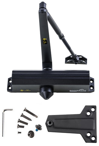 Medium/Heavy Duty Automatic Commercial Door Closer - Boomerang D4016 Surface Mounted, Grade 1- ADA & UL 3 Hour Fire Rated, Adjustable Size 1-6 for Entry & Aluminum Storefronts, Matte Black (US19)