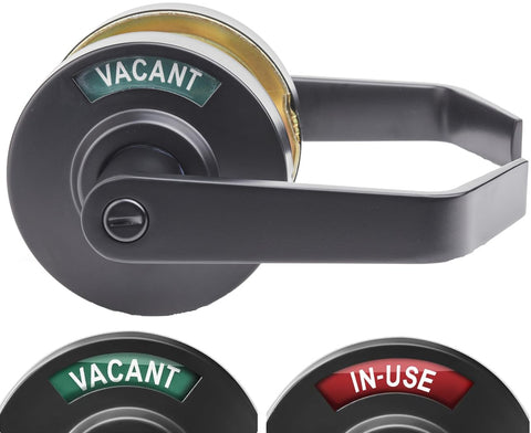 Medium/Heavy Duty Designer Boomerang Hdwe Commercial Lever Door Lock (Bathroom Privacy w/Indicator) Non-Handed, Grade 2 Industrial Door Handle for Restroom, Satin Chrome (US26D)