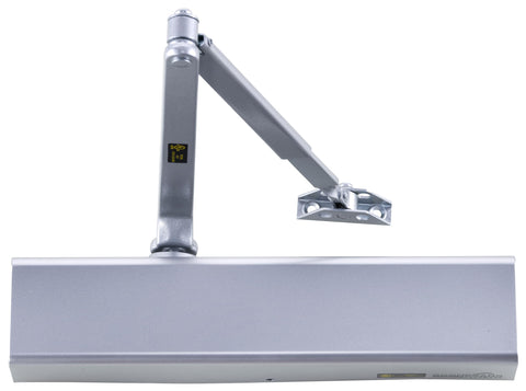 Heavy Duty Designer Automatic Commercial Door Closer - Boomerang Hdwe D8016-Surface Mounted, Grade 1, Cast Aluminum, UL 3 Hour Fire Rated & ADA for high Traffic doorways, Aluminum/Silver (US26D)