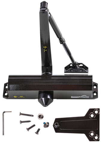 Medium/Heavy Duty Automatic Commercial Door Closer - Boomerang D4016 Surface Mounted, Grade 1- ADA & UL 3 Hour Fire Rated, Adjustable Size 1-6 for Entry & Aluminum Storefronts, Matte Black (US19)