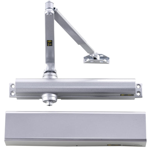 Heavy Duty Designer Automatic Commercial Door Closer - Boomerang Hdwe D8016-Surface Mounted, Grade 1, Cast Aluminum, UL 3 Hour Fire Rated & ADA for high Traffic doorways, Aluminum/Silver (US26D)