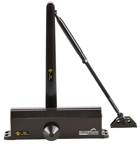 Medium/Heavy Duty Automatic Commercial Door Closer - Boomerang D4016 Surface Mounted, Grade 1- ADA & UL 3 Hour Fire Rated, Adjustable Size 1-6 for Entry & Aluminum Storefronts, Matte Black (US19)