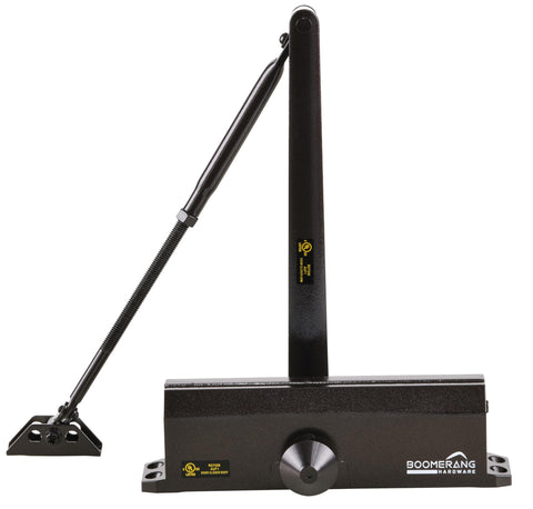Medium/Heavy Duty Automatic Commercial Door Closer - Boomerang D4016 Surface Mounted, Grade 1- ADA & UL 3 Hour Fire Rated, Adjustable Size 1-6 for Entry & Aluminum Storefronts, Matte Black (US19)