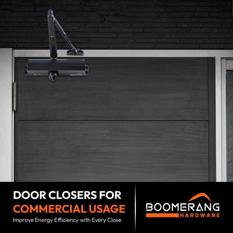 Medium/Heavy Duty Automatic Commercial Door Closer - Boomerang D4016 Surface Mounted, Grade 1- ADA & UL 3 Hour Fire Rated, Adjustable Size 1-6 for Entry & Aluminum Storefronts, Matte Black (US19)
