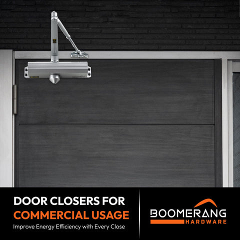Medium/Heavy Duty Automatic Commercial Door Closer - Boomerang D4016 Surface Mounted, Grade 1- ADA & UL 3 Hour Fire Rated, Adjustable Size 1-6 for Entry & Aluminum Storefronts, Matte Black (US19)