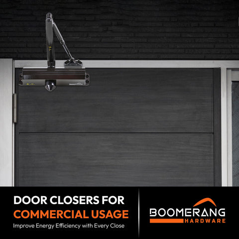 Medium/Heavy Duty Automatic Commercial Door Closer - Boomerang D4016 Surface Mounted, Grade 1- ADA & UL 3 Hour Fire Rated, Adjustable Size 1-6 for Entry & Aluminum Storefronts, Matte Black (US19)