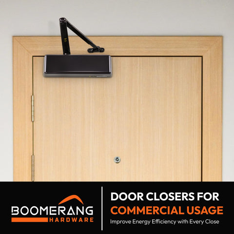Extra Heavy Duty Designer Auto Commercial Door Closer - Boomerang D9016- Surface Mounted, Grade 1, Cast Iron, UL 3 Hour Fire Rated & ADA for High Abuse & Extreme Traffic Doors, Aluminum/Silver