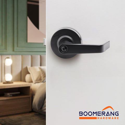 Entry Function - ADA Commercial Door Lever Lock - Boomerang Hdwe Heavy-Duty Locking Handle, Cylindrical Lever Lock, Non-Handed Grade 2 Handle, Satin Chrome, Entrance/Keylock