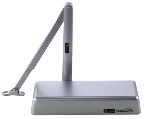 Extra Heavy Duty Designer Auto Commercial Door Closer - Boomerang D9016- Surface Mounted, Grade 1, Cast Iron, UL 3 Hour Fire Rated & ADA for High Abuse & Extreme Traffic Doors, Aluminum/Silver