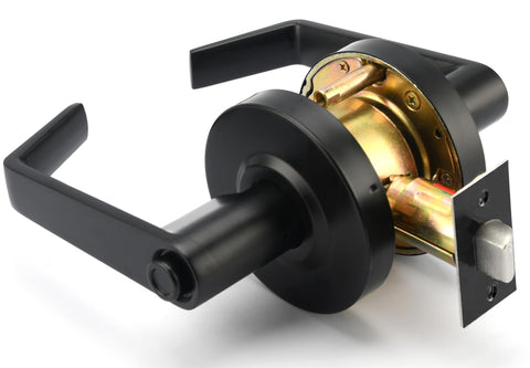 Entry Function - ADA Commercial Door Lever Lock - Boomerang Hdwe Heavy-Duty Locking Handle, Cylindrical Lever Lock, Non-Handed Grade 2 Handle, Satin Chrome, Entrance/Keylock