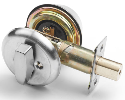 Heavy Duty Designer Commercial Deadbolt (Single Cylinder Lock, Boomerang Hdwe Non-Handed, Grade 2 Industrial - UL 3 Hour Fire Rated & ADA Compliant | Wood or Metal Doors, Satin Chrome (US26D)