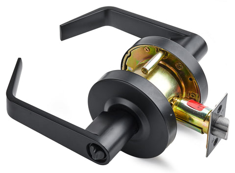Entry Function - ADA Commercial Door Lever Lock - Boomerang Hdwe Heavy-Duty Locking Handle, Cylindrical Lever Lock, Non-Handed Grade 2 Handle, Satin Chrome, Entrance/Keylock