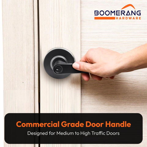 Entry Function - ADA Commercial Door Lever Lock - Boomerang Hdwe Heavy-Duty Locking Handle, Cylindrical Lever Lock, Non-Handed Grade 2 Handle, Satin Chrome, Entrance/Keylock