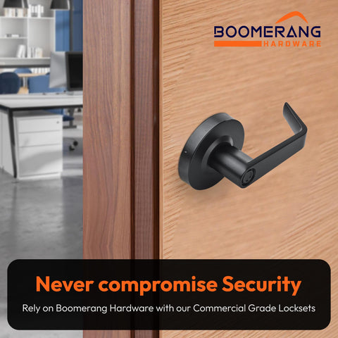 Entry Function - ADA Commercial Door Lever Lock - Boomerang Hdwe Heavy-Duty Locking Handle, Cylindrical Lever Lock, Non-Handed Grade 2 Handle, Satin Chrome, Entrance/Keylock
