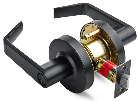 Entry Function - ADA Commercial Door Lever Lock - Boomerang Hdwe Heavy-Duty Locking Handle, Cylindrical Lever Lock, Non-Handed Grade 2 Handle, Satin Chrome, Entrance/Keylock