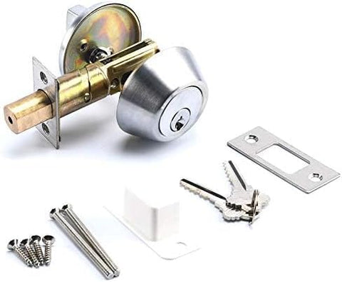 Heavy Duty Designer Commercial Deadbolt (Single Cylinder Lock, Boomerang Hdwe Non-Handed, Grade 2 Industrial - UL 3 Hour Fire Rated & ADA Compliant | Wood or Metal Doors, Satin Chrome (US26D)