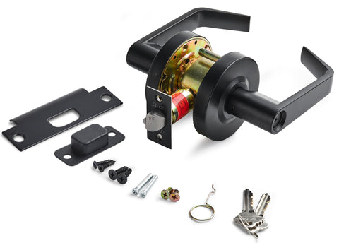 Entry Function - ADA Commercial Door Lever Lock - Boomerang Hdwe Heavy-Duty Locking Handle, Cylindrical Lever Lock, Non-Handed Grade 2 Handle, Satin Chrome, Entrance/Keylock